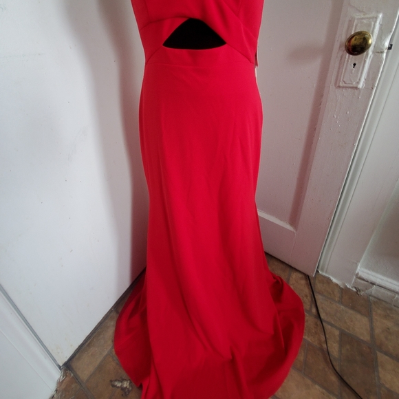 Aqua V-neck Cutout Dress - Picture 12 of 13